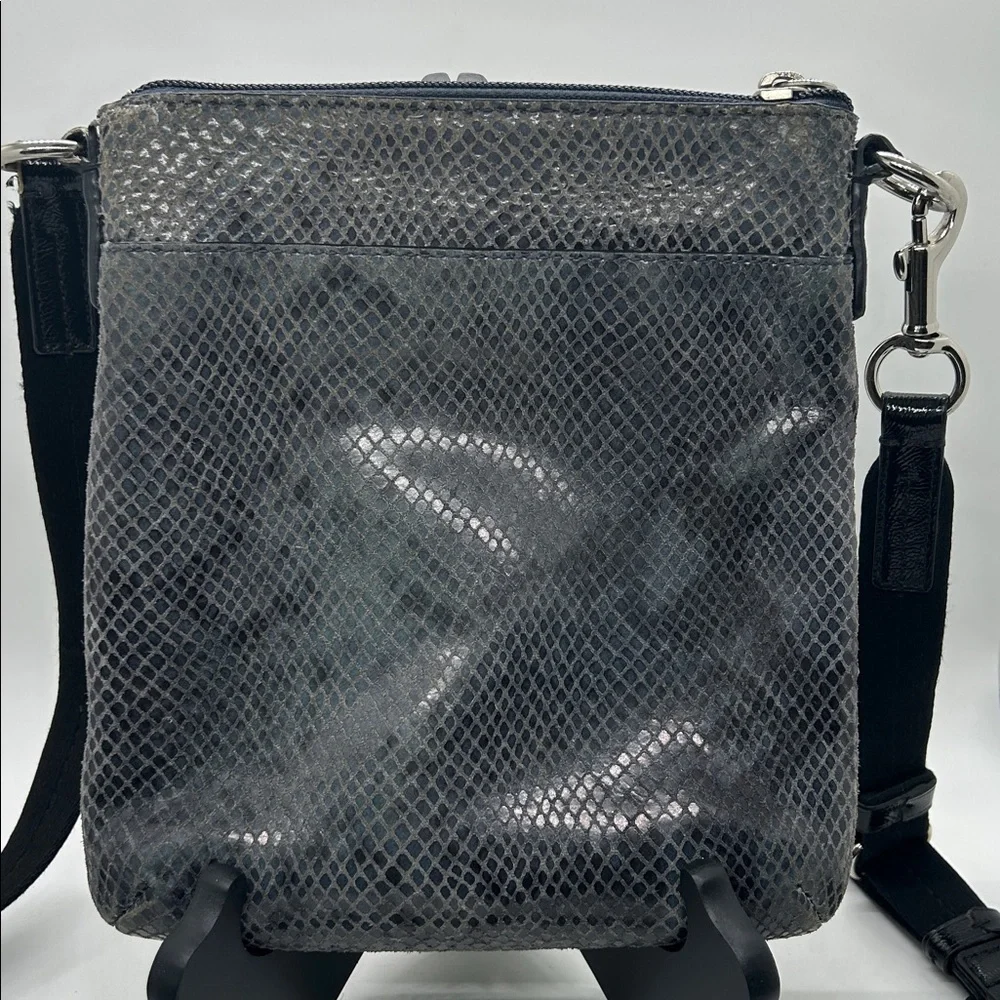 Coach Dark Blue Snakeskin Print Leather Detachable Strap Crossbody Bag Purse 🌺🌺 - Picture 2 of 10